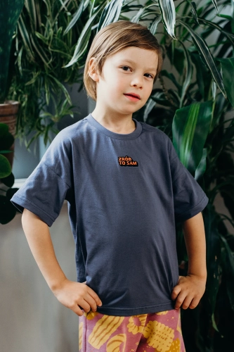 Zrób to sam dziecięca koszulka niebieska z haftemAIV01255.webp