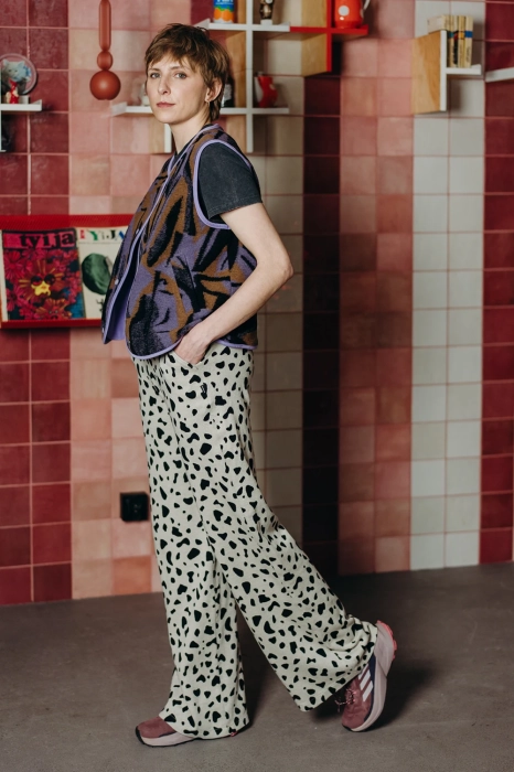 Spodnie damskie żakardowe dalmatyńczyk