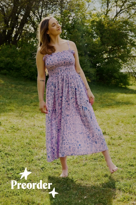Sukienka wiskozowa Makatka liliowa - PREORDER